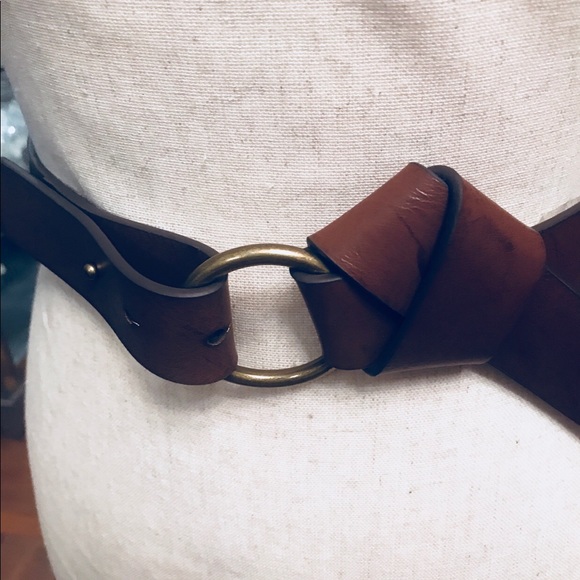 Style & Co Brown Leather Knot Ring Belt - Picture 3 of 6